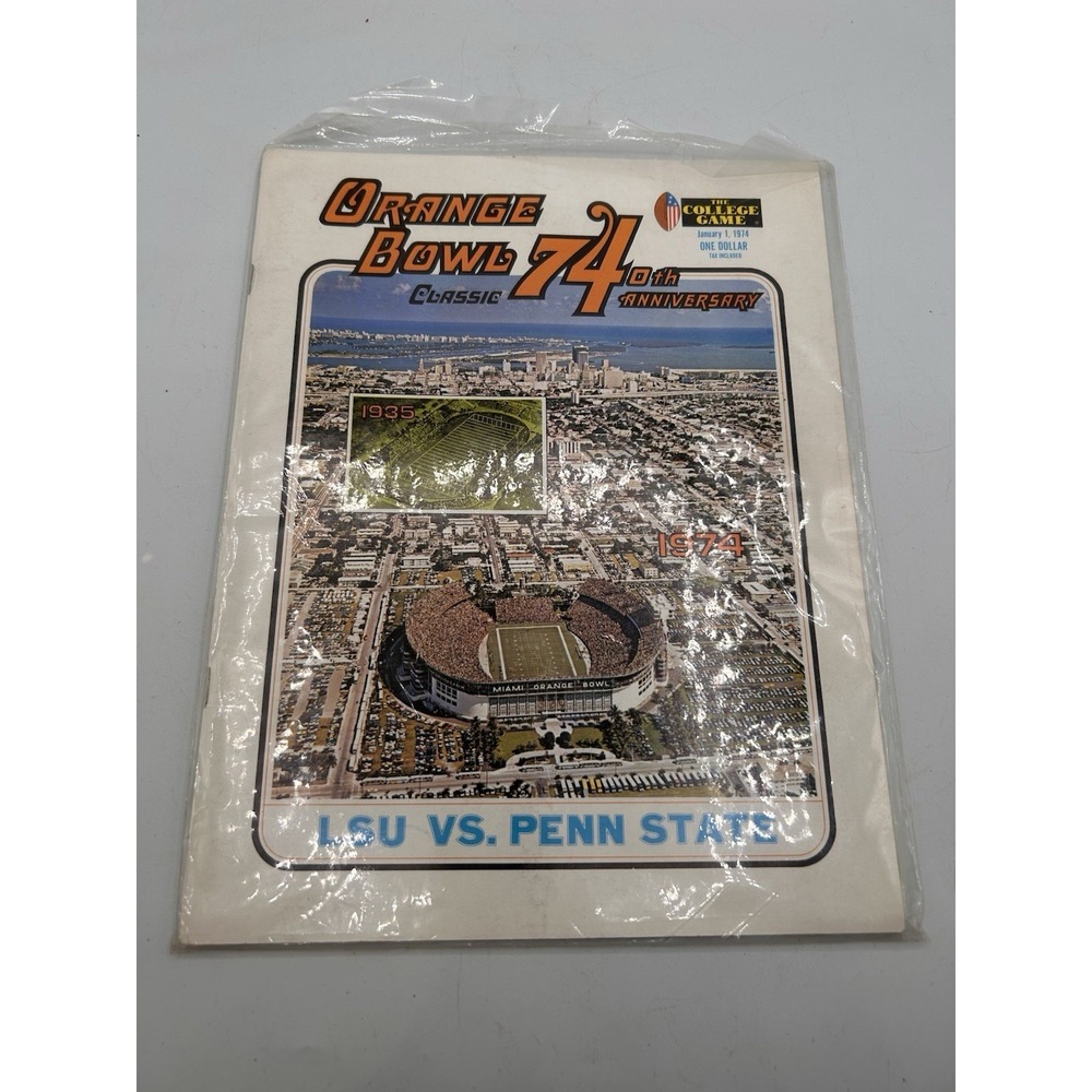 1974 Orange Bowl LSU TIGERS vs PENN STATE NITTANY LIONS Football‎ Program